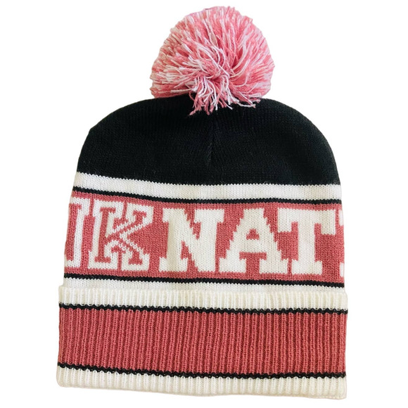 PINK Victoria's Secret Accessories - VS Pink Nation Fuzzy Pink White Black Beanie